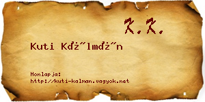 Kuti Kálmán névjegykártya